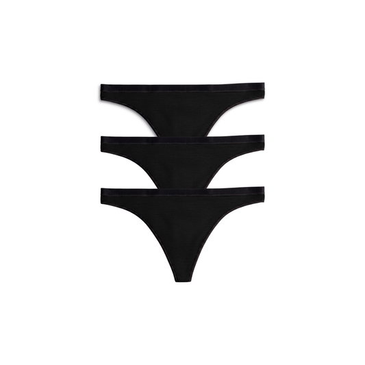 Women Thong Briefs 3-Pack Black