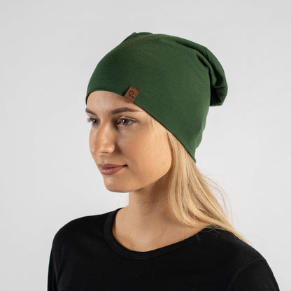 Unisex 100% Merino Beanie Dark Green