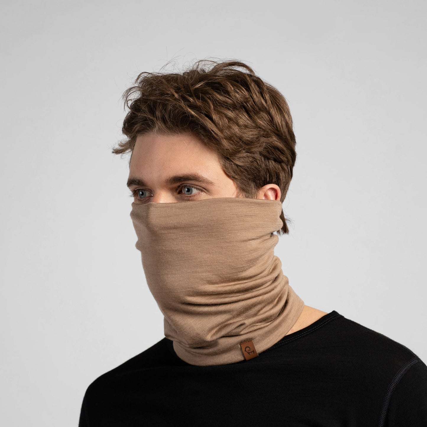 Men's Virgin Merino Tube Neck Gaiter Beige