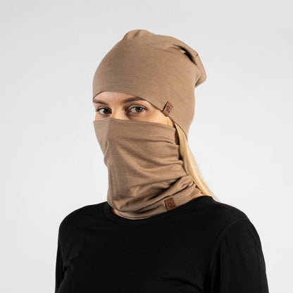 Women's Merino Beanie & Gaiter 2-Piece Beige