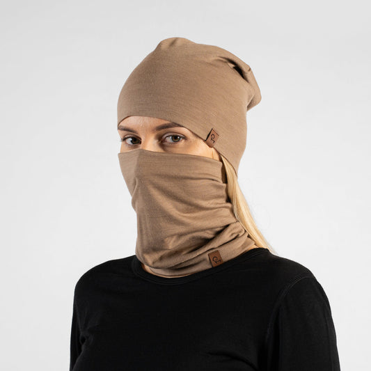 Women's Merino Beanie & Gaiter 2-Piece Beige