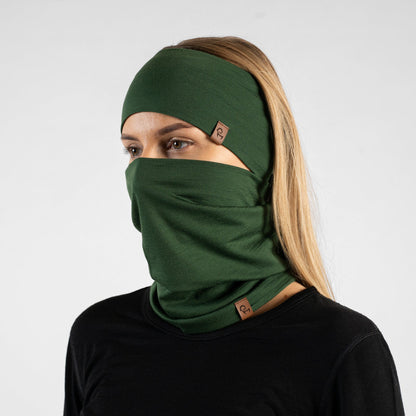 Women's Headband & Gaiter 2-Piece Dark Green