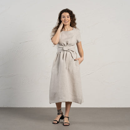 Short Sleeve Linen Wrap Dress Milly