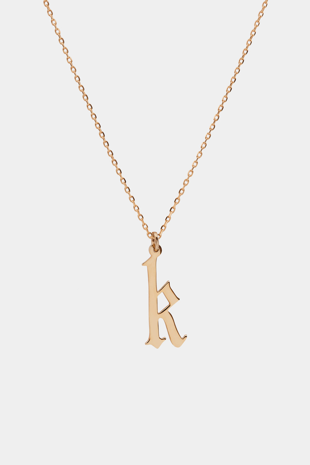 Large Gothic Letter Necklace | 9K Rose Gold
