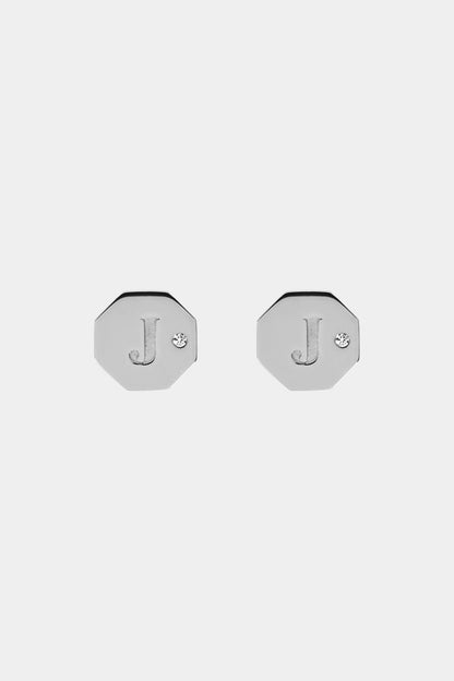 Letter Earrings | 9K White Gold