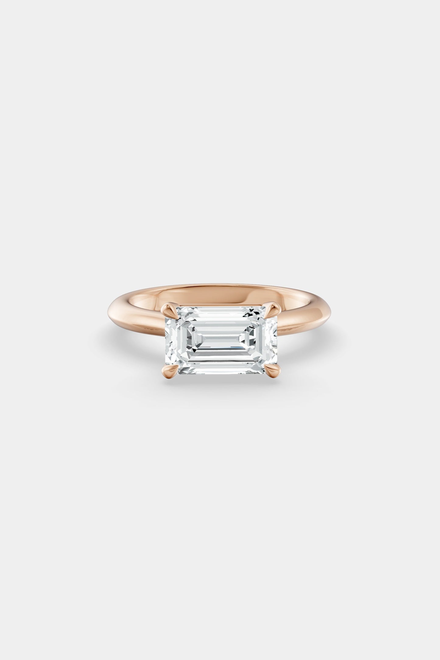 East West Diamond Solitaire Ring | Traditional Band