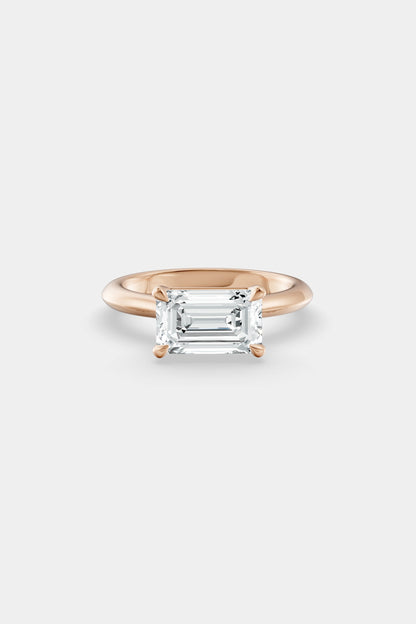 East West Diamond Solitaire Ring | Traditional Band