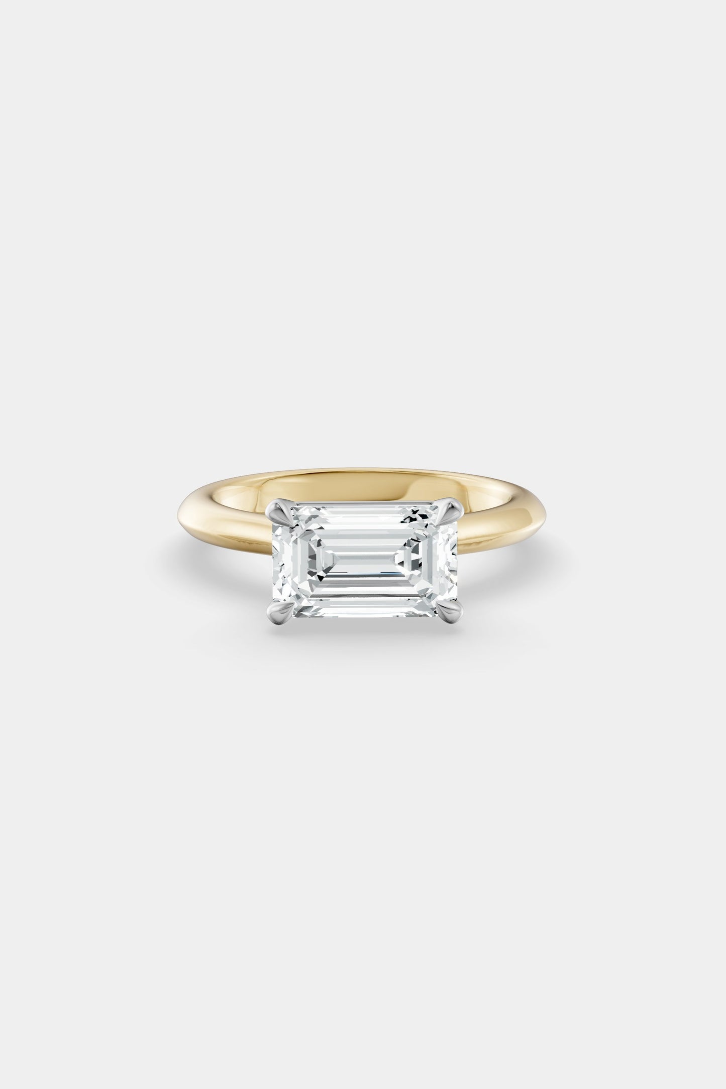 East West Diamond Solitaire Ring | Traditional Band