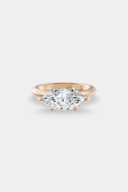 East West Diamond Solitaire Ring | Traditional Band