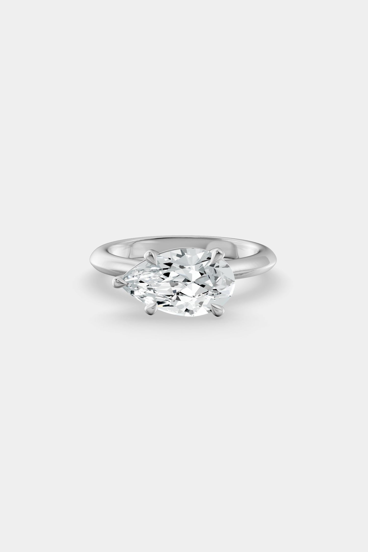 East West Diamond Solitaire Ring | Traditional Band