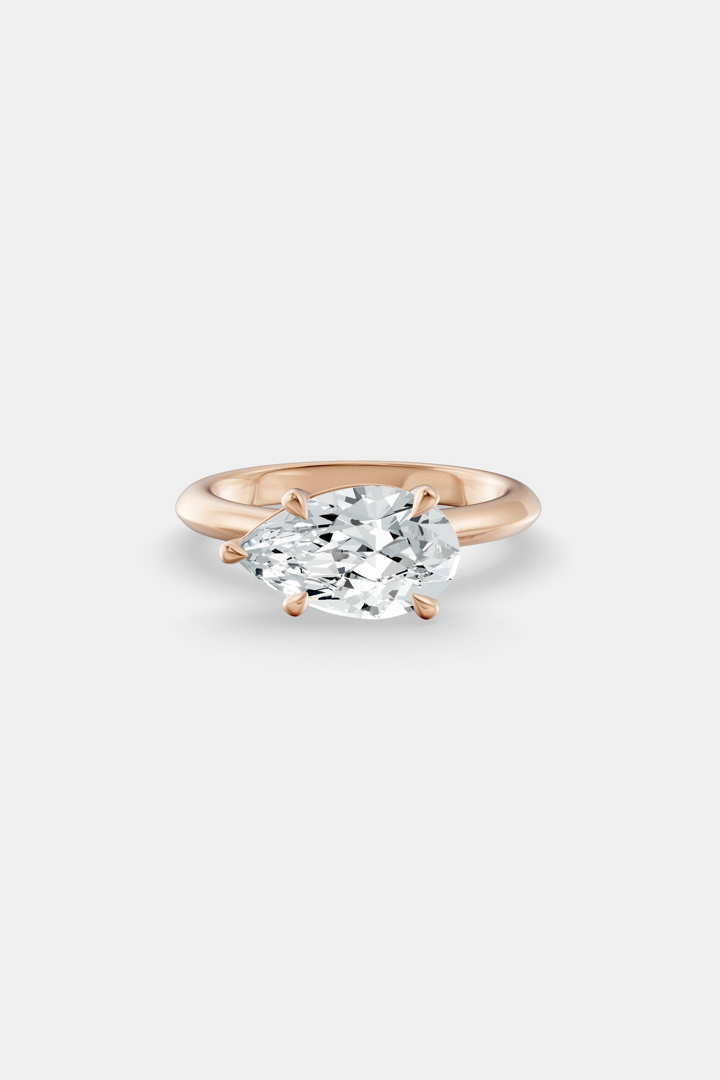 East West Diamond Solitaire Ring | Traditional Band