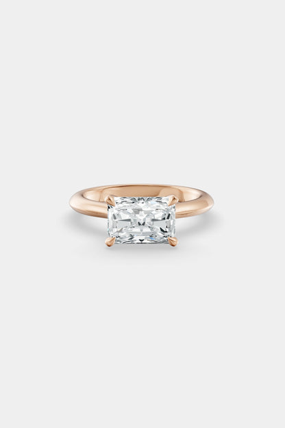 East West Diamond Solitaire Ring | Traditional Band