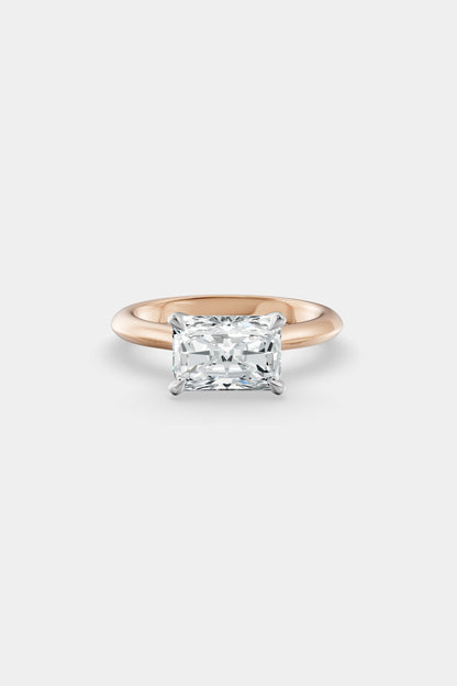 East West Diamond Solitaire Ring | Traditional Band