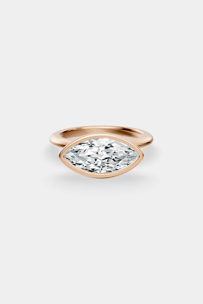 East West Diamond Bezel Solitaire Ring | Gwen Band