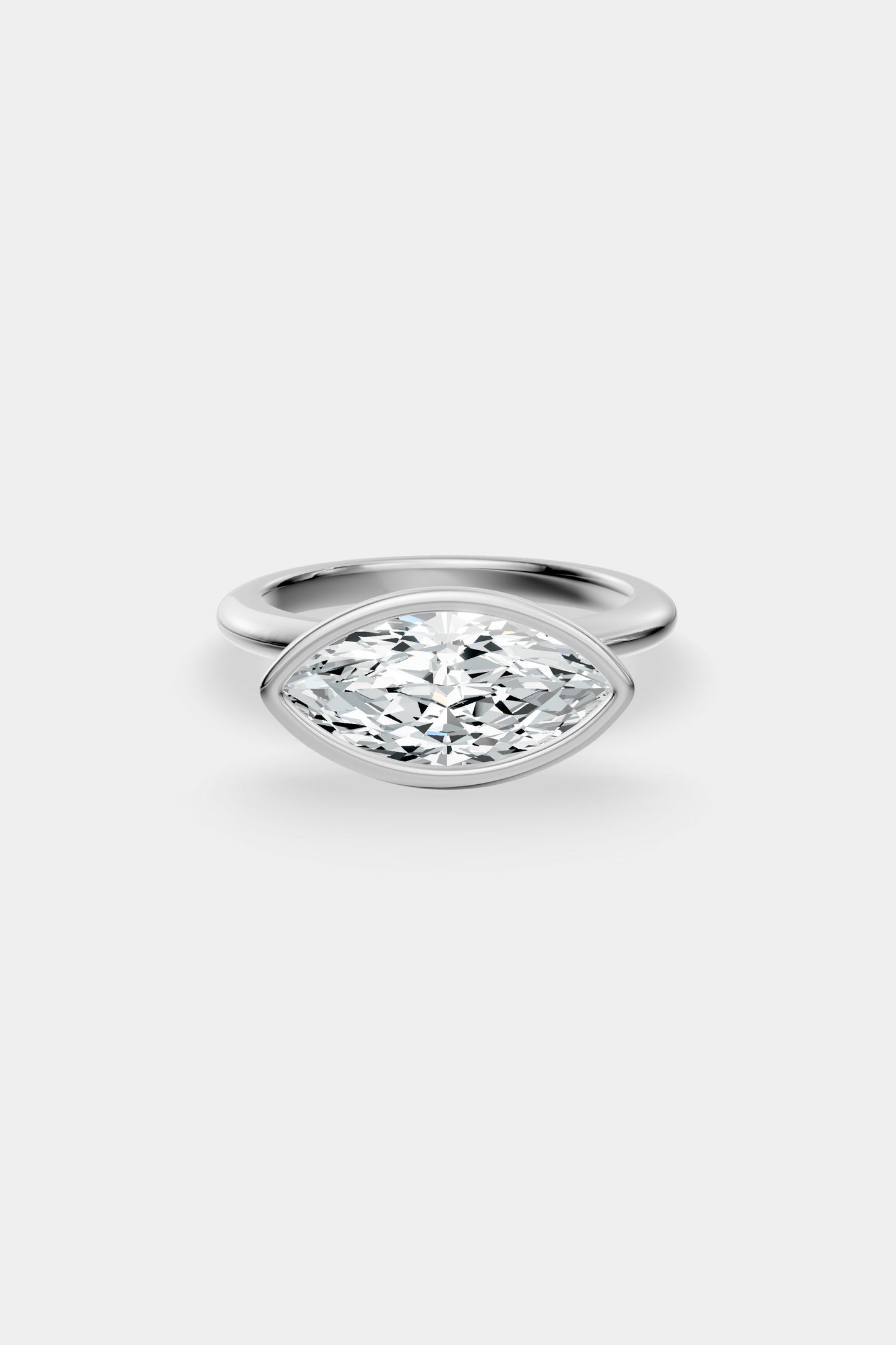 East West Diamond Bezel Solitaire Ring | Gwen Band