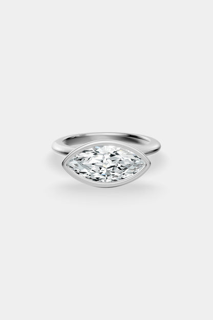 East West Diamond Bezel Solitaire Ring | Gwen Band