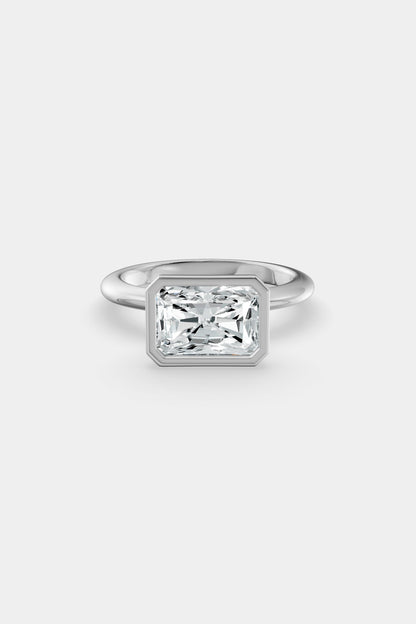 East West Diamond Bezel Solitaire Ring | Gwen Band
