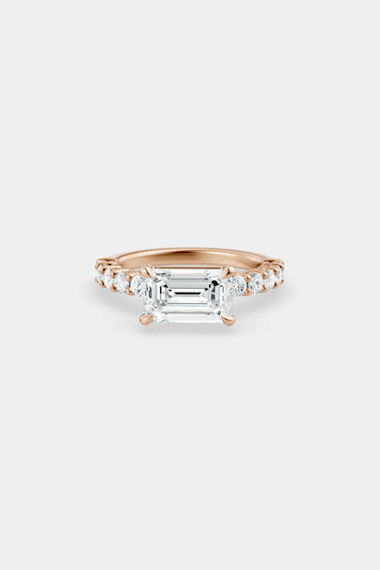 East West Diamond Solitaire Ring | 0.05ct Diamond Half Eternity Band
