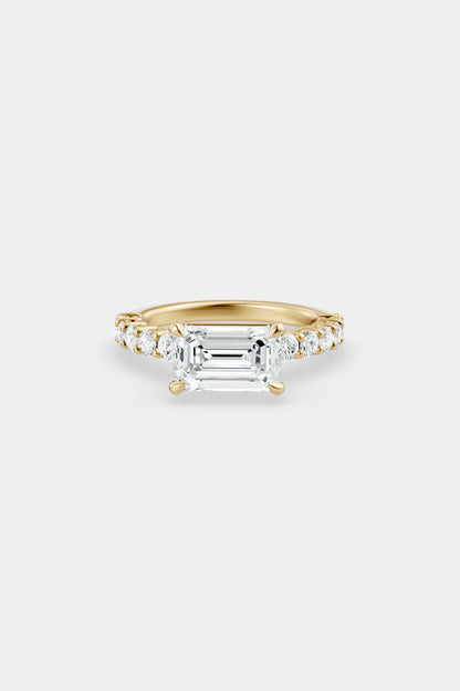East West Diamond Solitaire Ring | 0.05ct Diamond Half Eternity Band