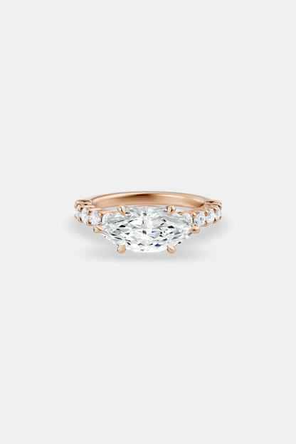 East West Diamond Solitaire Ring | 0.05ct Diamond Half Eternity Band
