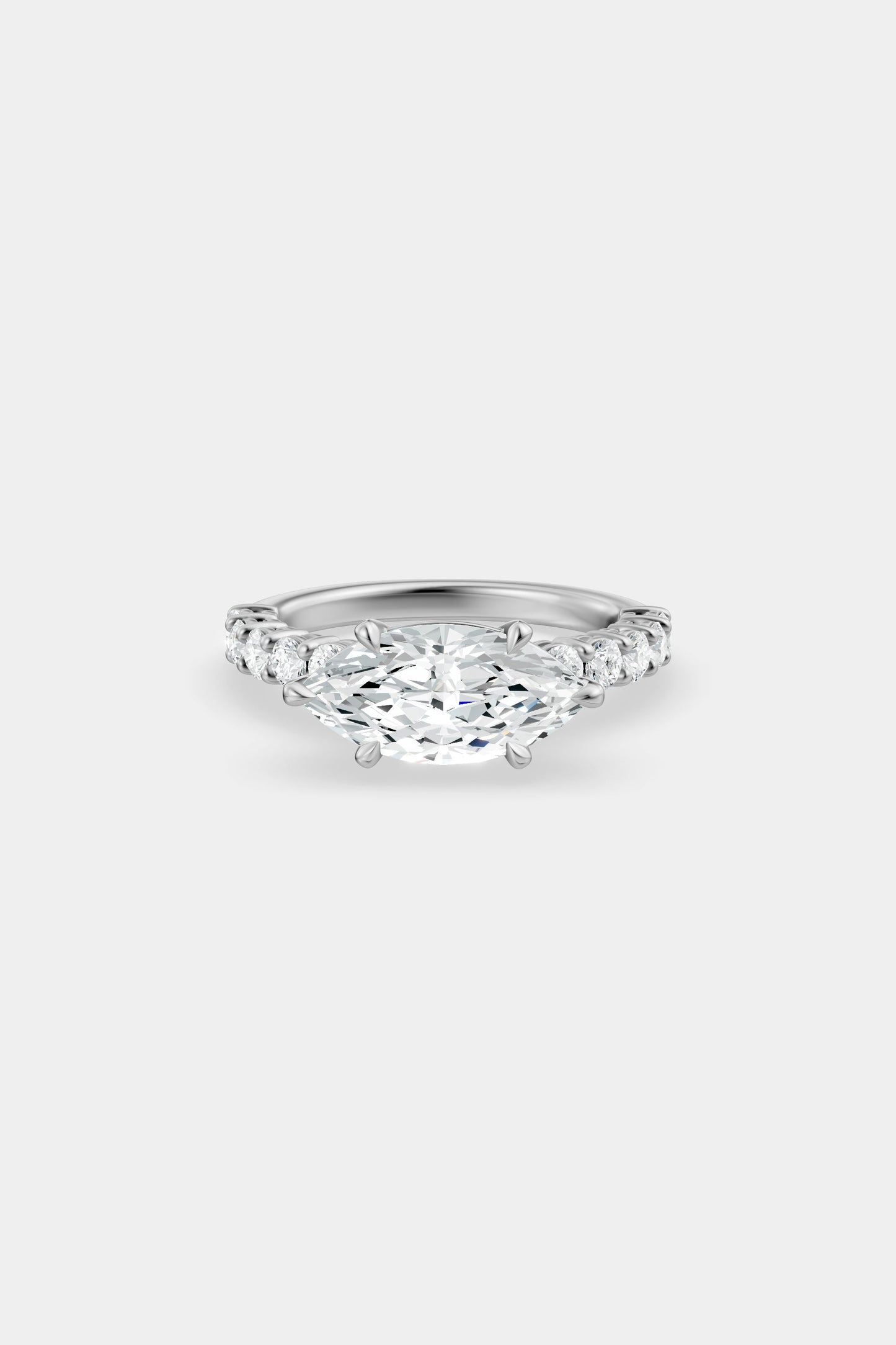 East West Diamond Solitaire Ring | 0.05ct Diamond Half Eternity Band