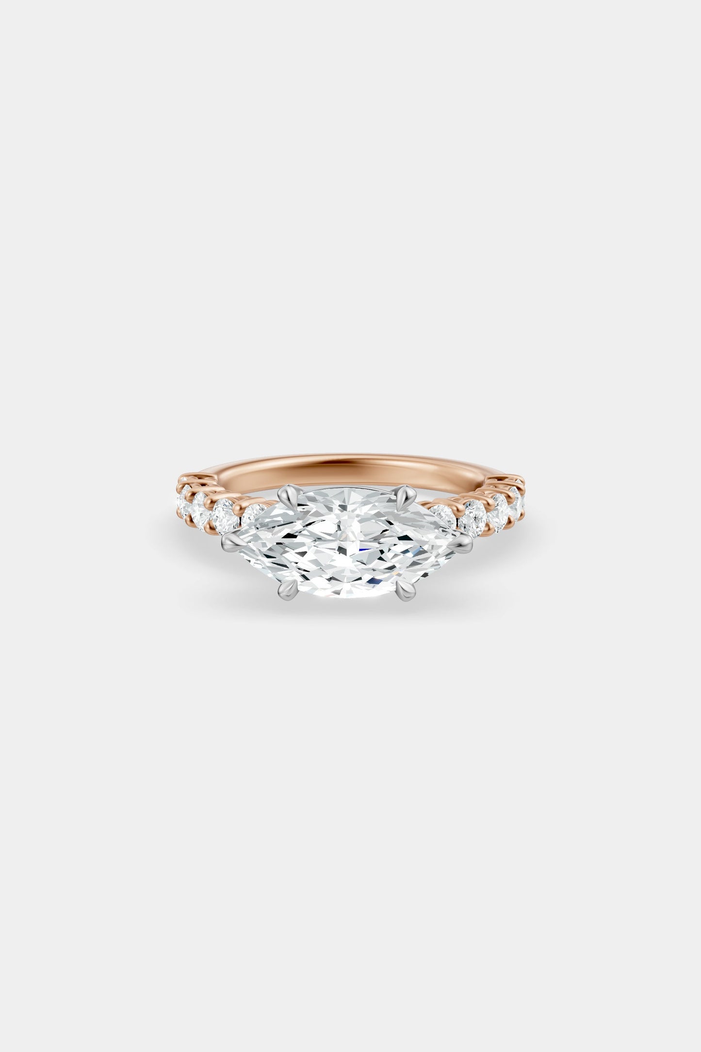 East West Diamond Solitaire Ring | 0.05ct Diamond Half Eternity Band