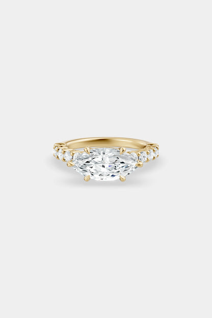 East West Diamond Solitaire Ring | 0.05ct Diamond Half Eternity Band