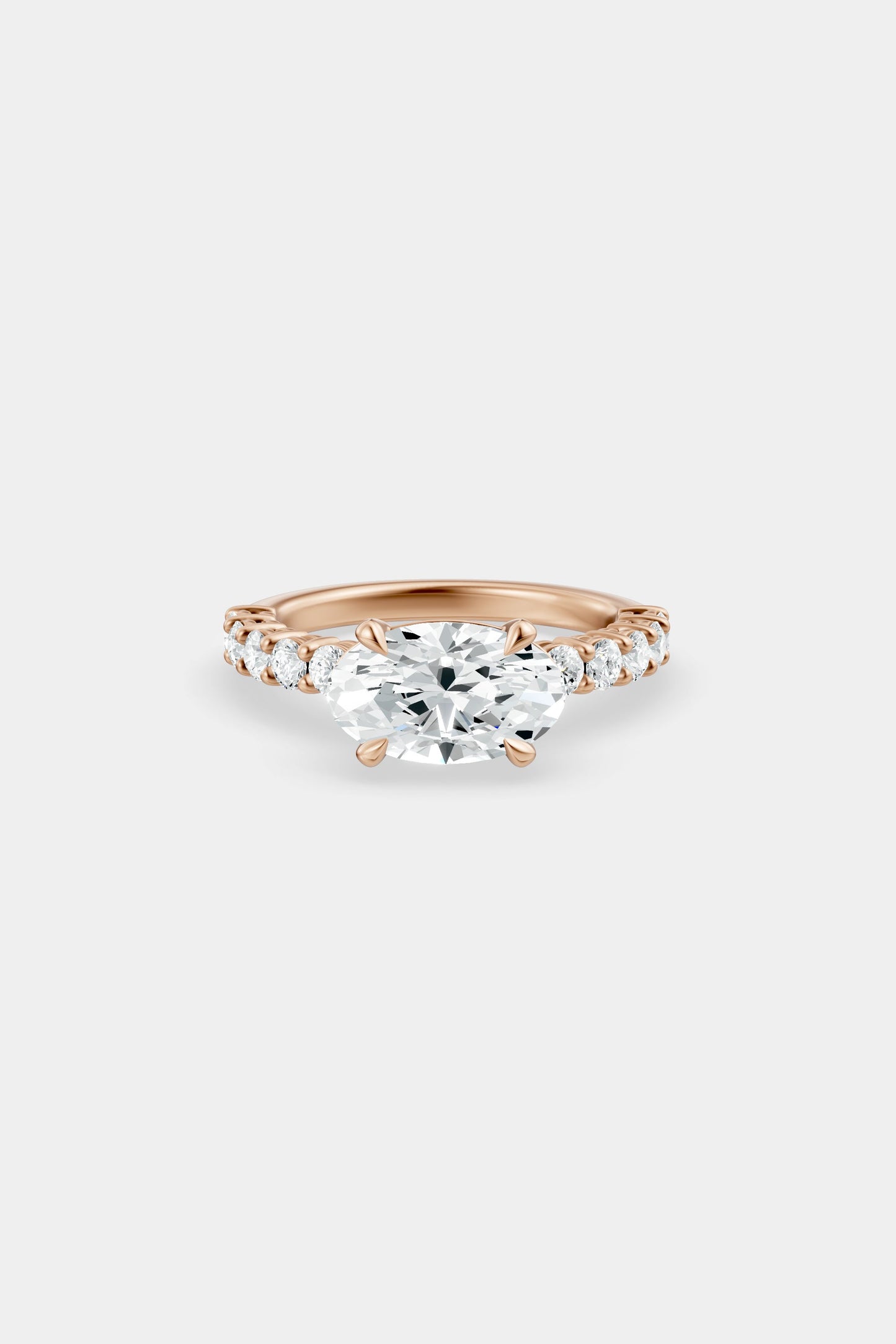 East West Diamond Solitaire Ring | 0.05ct Diamond Half Eternity Band