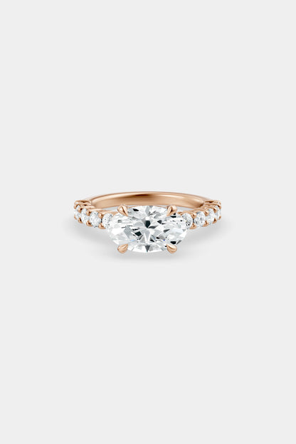 East West Diamond Solitaire Ring | 0.05ct Diamond Half Eternity Band