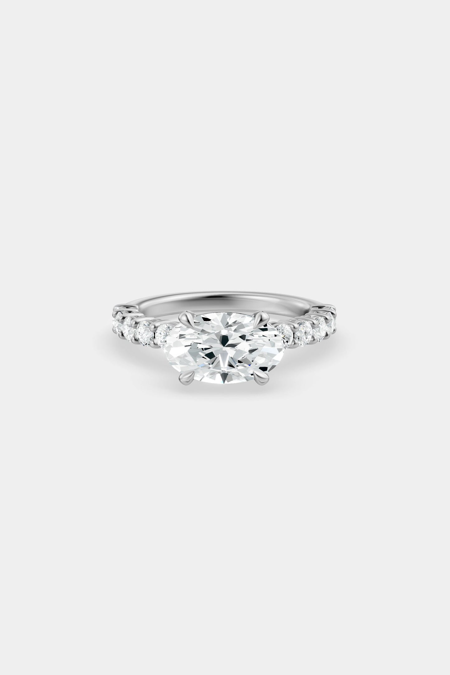 East West Diamond Solitaire Ring | 0.05ct Diamond Half Eternity Band