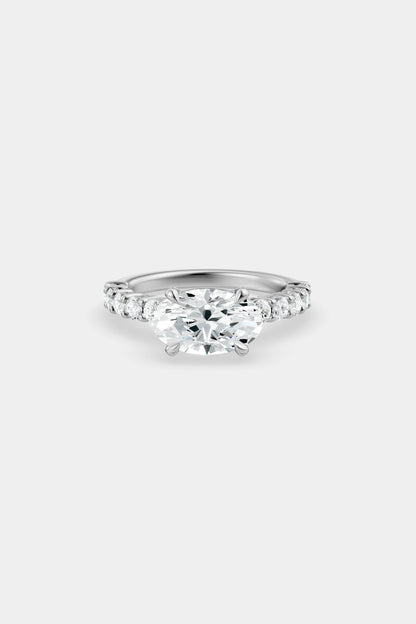 East West Diamond Solitaire Ring | 0.05ct Diamond Half Eternity Band