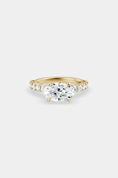 East West Diamond Solitaire Ring | 0.05ct Diamond Half Eternity Band