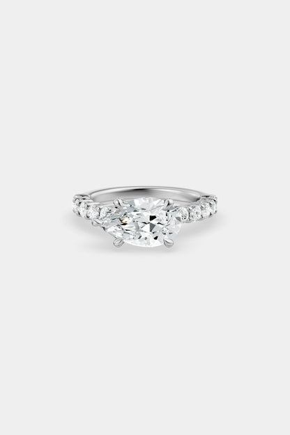 East West Diamond Solitaire Ring | 0.05ct Diamond Half Eternity Band