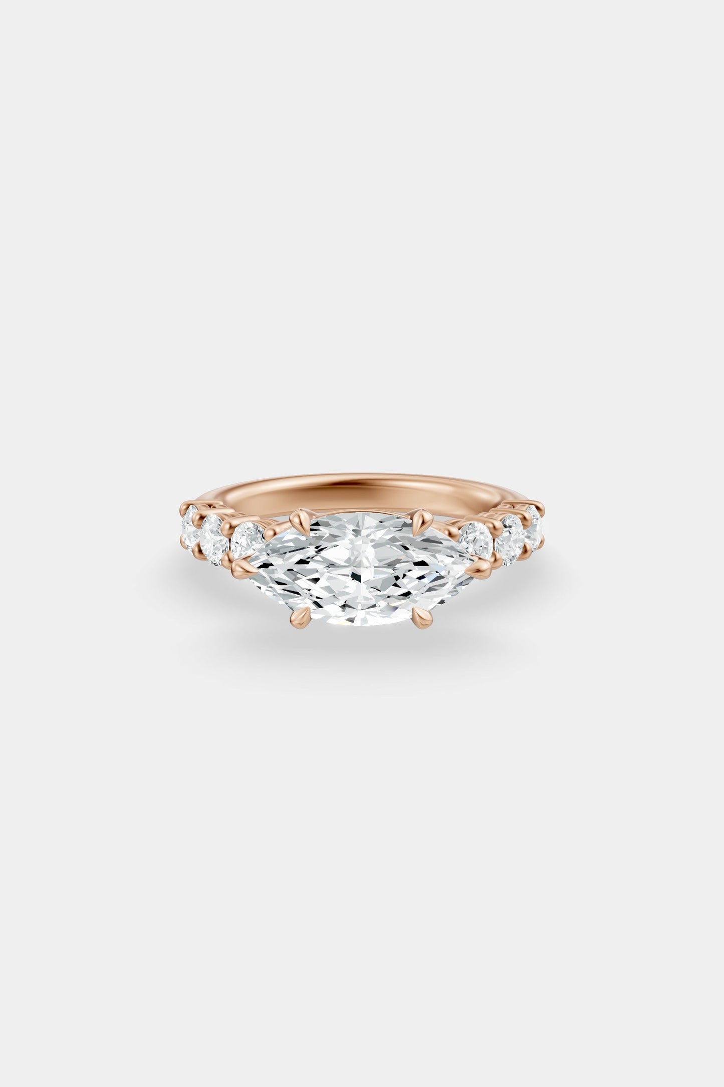 East West Diamond Solitaire Ring | 0.10ct Diamond Half Eternity Band