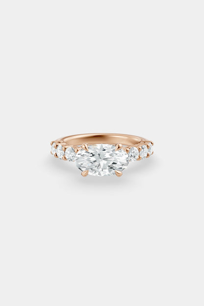 East West Diamond Solitaire Ring | 0.10ct Diamond Half Eternity Band