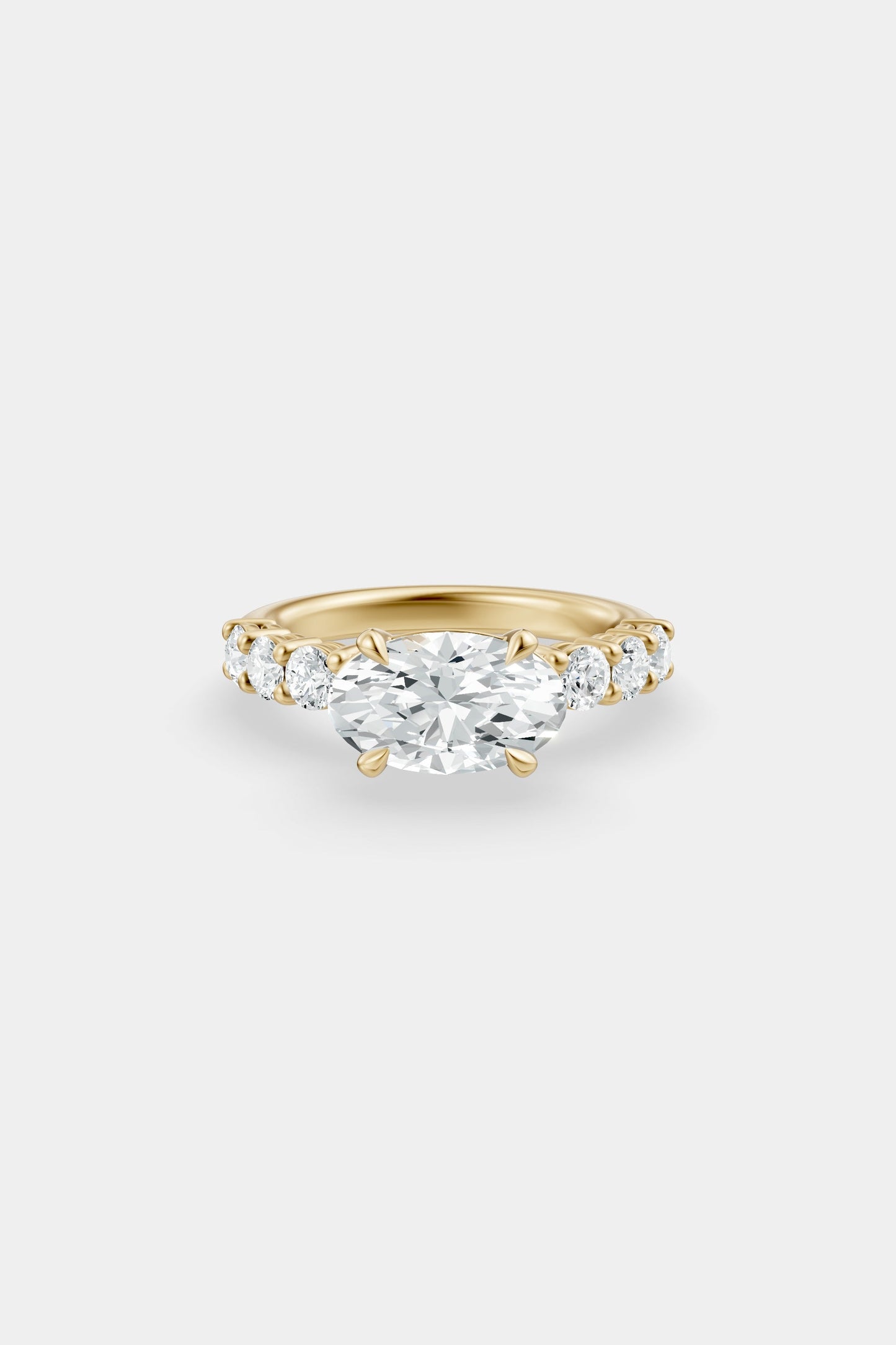 East West Diamond Solitaire Ring | 0.10ct Diamond Half Eternity Band