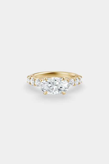 East West Diamond Solitaire Ring | 0.10ct Diamond Half Eternity Band