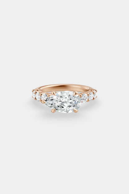East West Diamond Solitaire Ring | 0.10ct Diamond Half Eternity Band