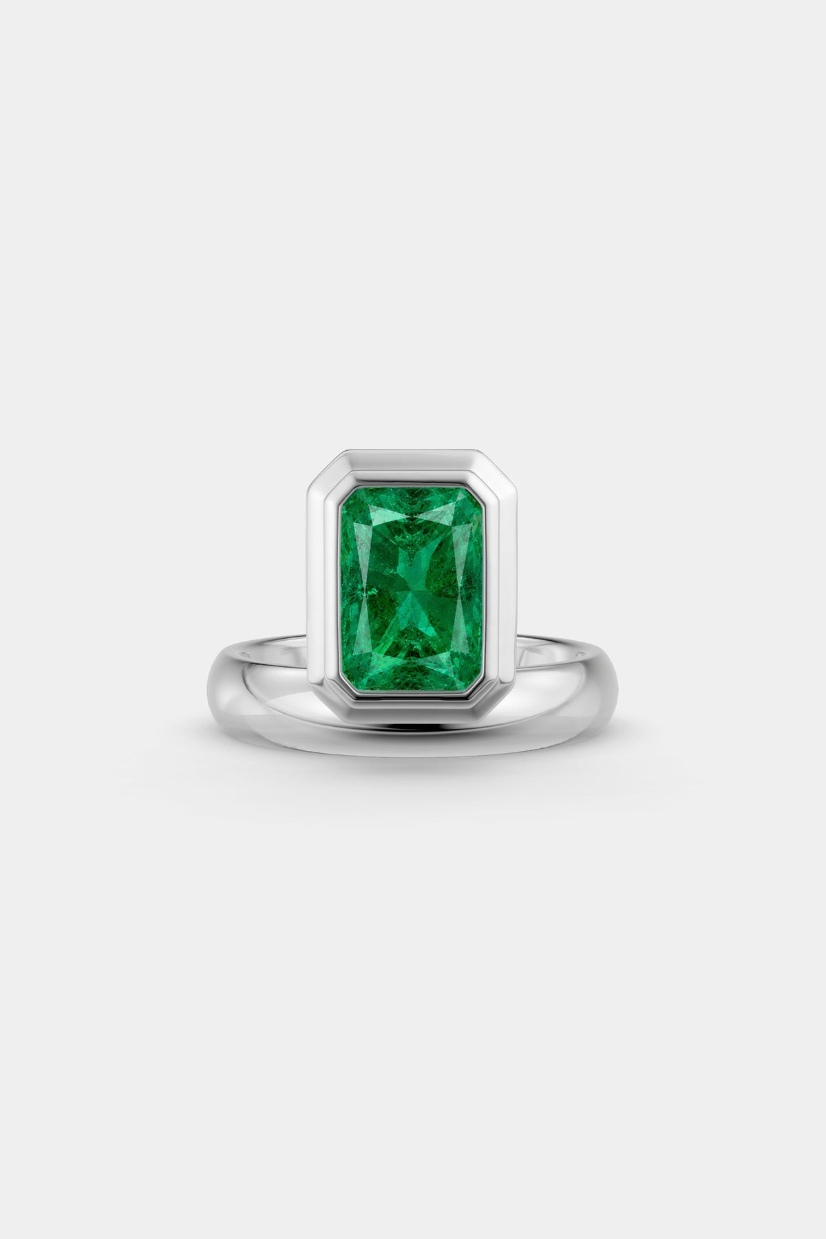 Framed Radiant Bezel Ring | Rounded Band