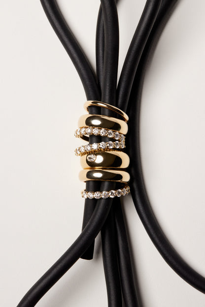 Double Band Sabine Ring | 9K Yellow Gold, Diamond Option Available