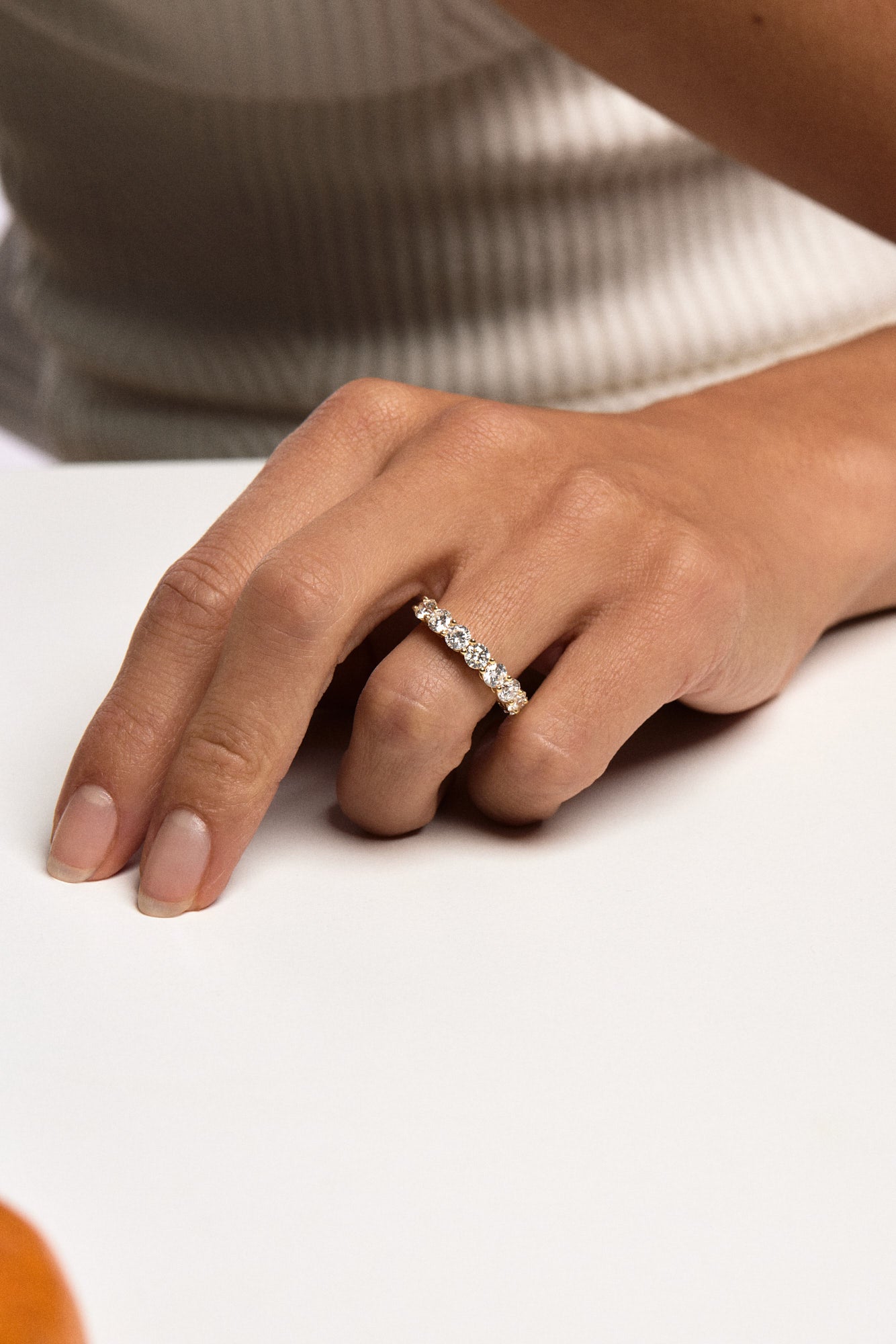 Round Diamond Half Band | 18K Yellow Gold