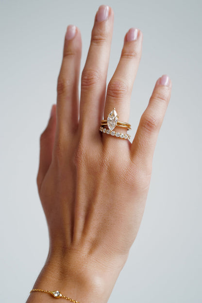 Double Band 10pt Round Diamond Ring | 18K Yellow Gold