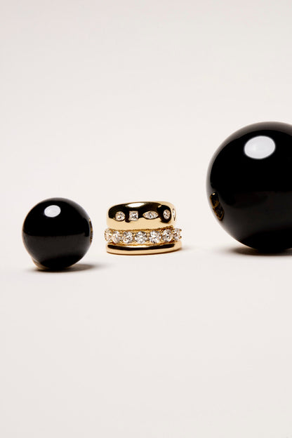 Scattered Diamond Blob Ring | 18K White Gold