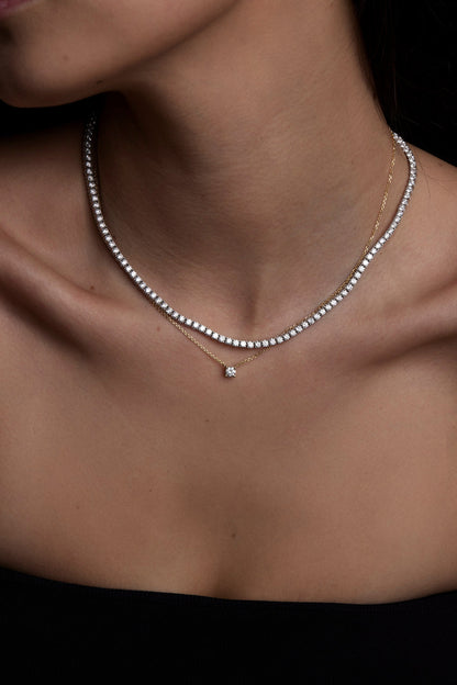 Round Diamond Necklace | 18K Gold