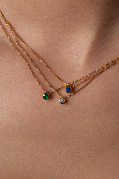 Mini Round Diamond Necklace | Gold