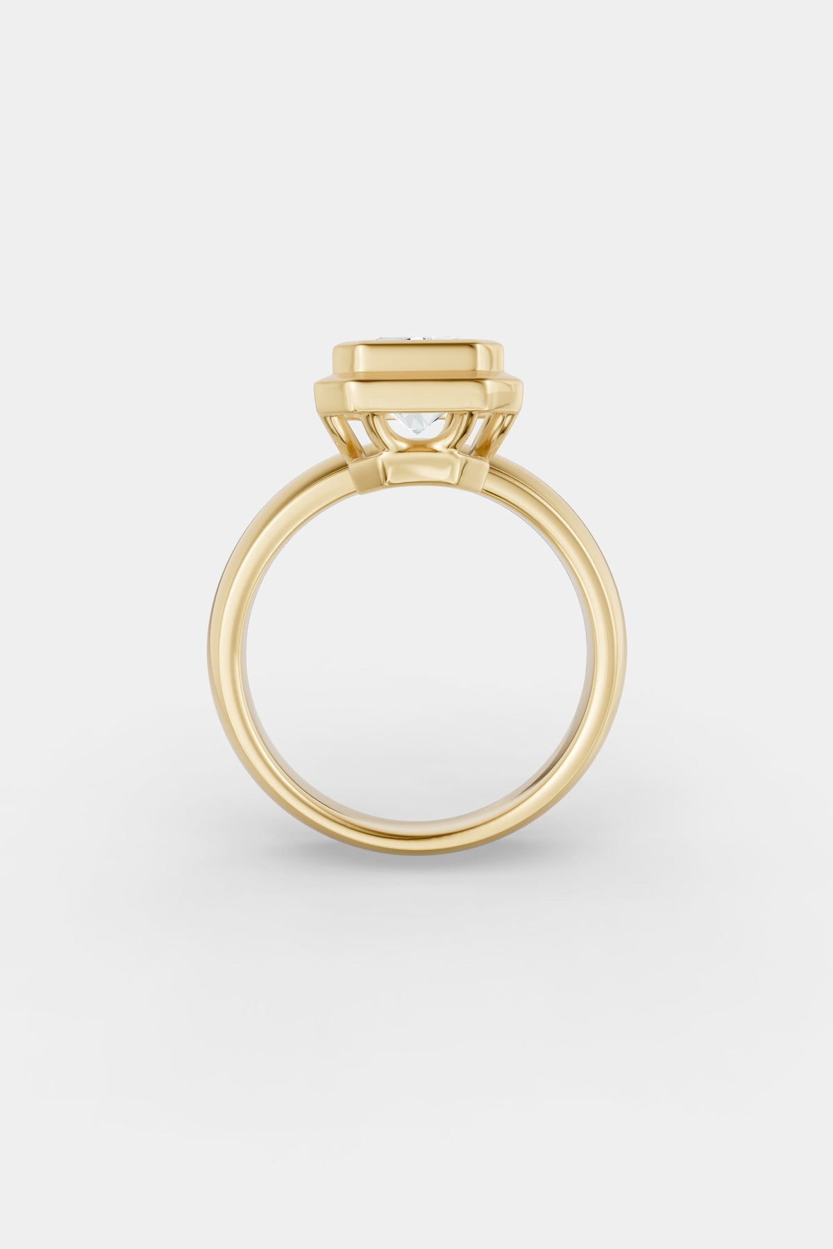 Framed Radiant Bezel Ring | Rounded Band