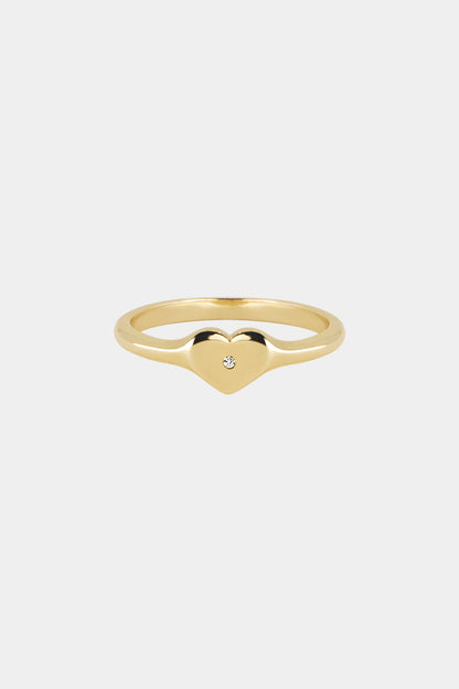 Mini Heart Signet Ring | Yellow Gold