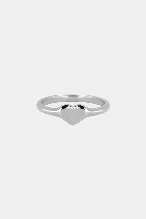 Mini Heart Signet Ring | White Gold