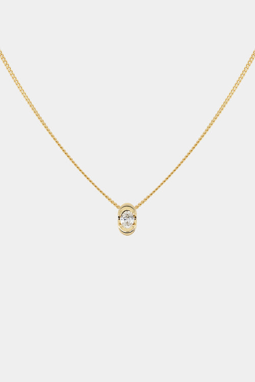 Mini Oval Diamond Necklace | 9K Yellow or Rose Gold