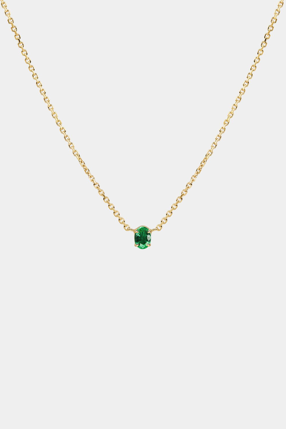 Oval Emerald Necklace | 18K Gold
